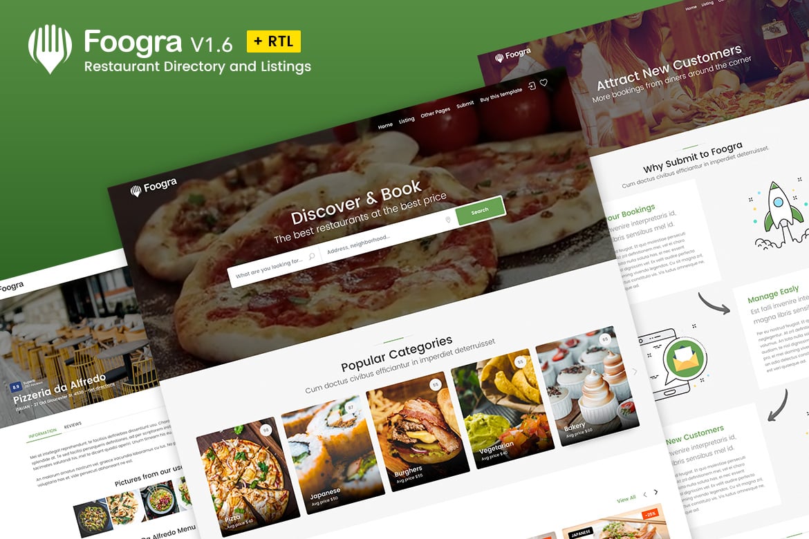 Foogra - Template Web Direktori Restoran Modern dan Responsif