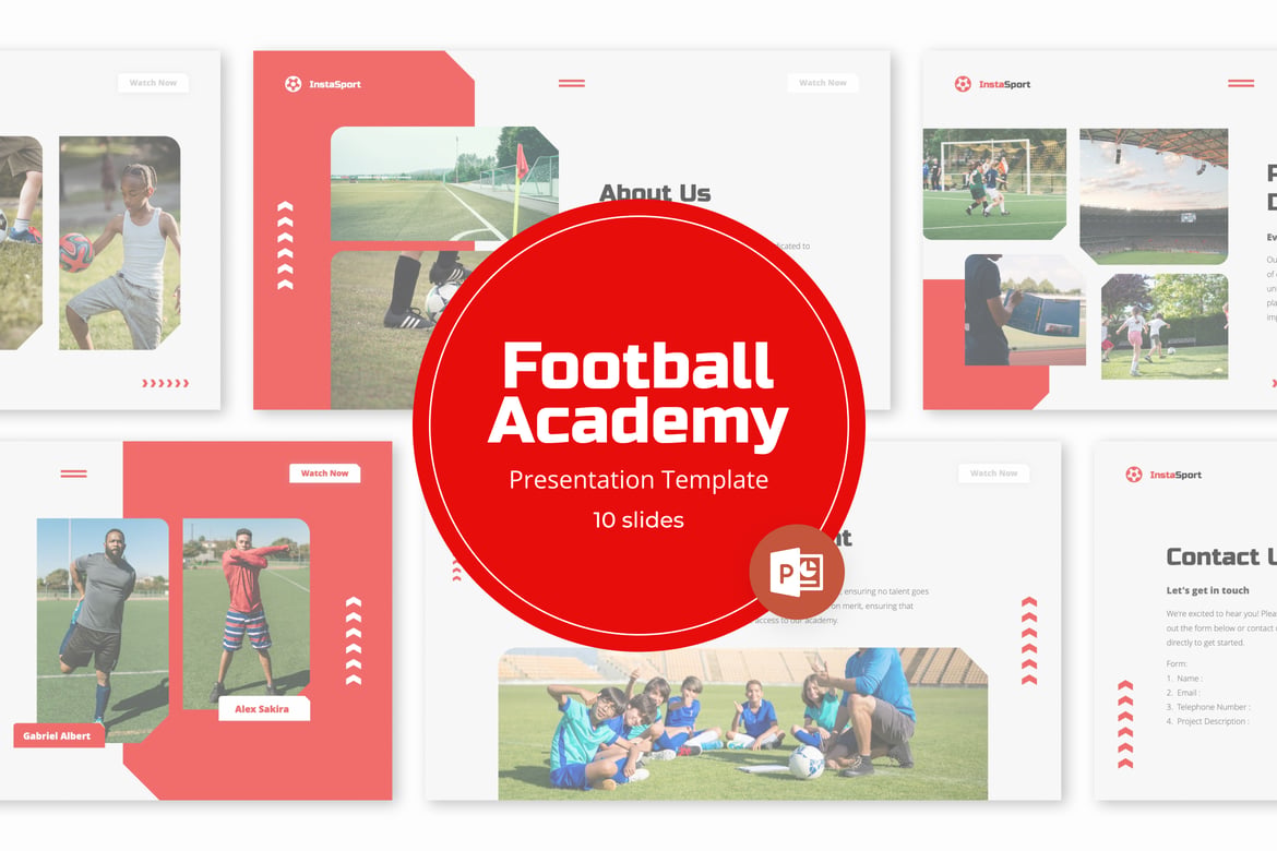 Template Powerpoint Akademi Sepak Bola yang Menarik