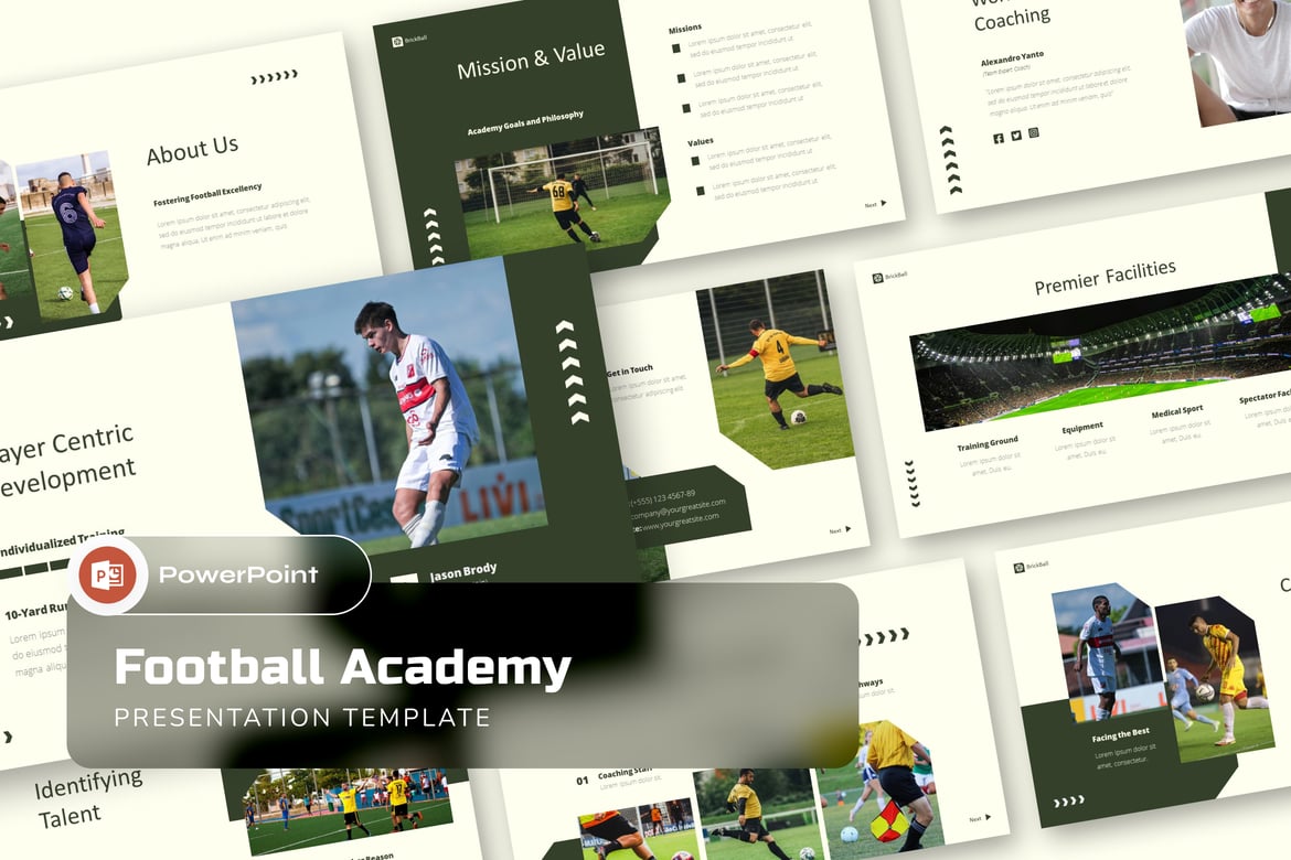 Template Presentasi PowerPoint untuk Akademi Sepak Bola yang Menarik