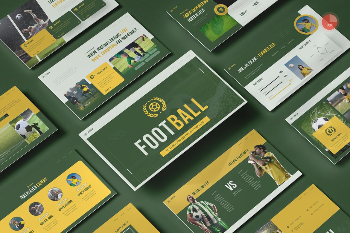 Template PowerPoint untuk Klub Sepak Bola dan Sepak Takraw yang Menarik