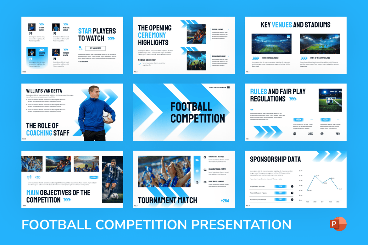 Template Presentasi PowerPoint Kompetisi Sepak Bola yang Menarik
