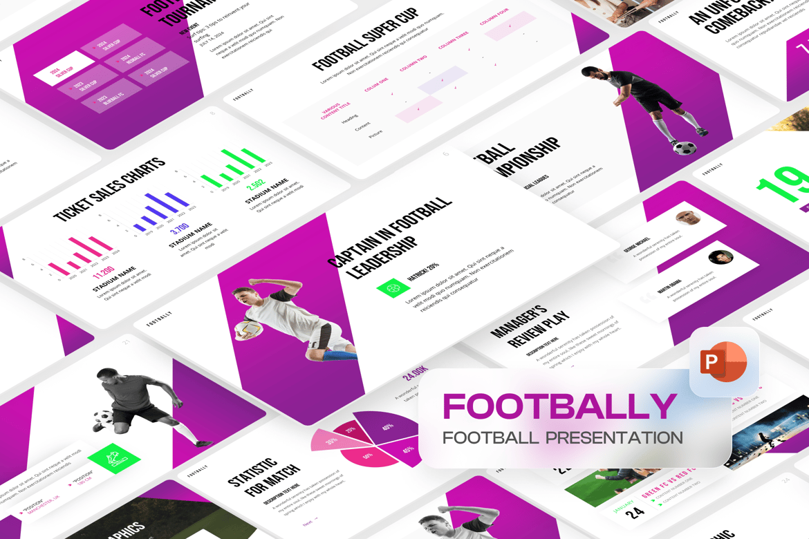 Template Presentasi PowerPoint Sepak Bola yang Kreatif dan Profesional