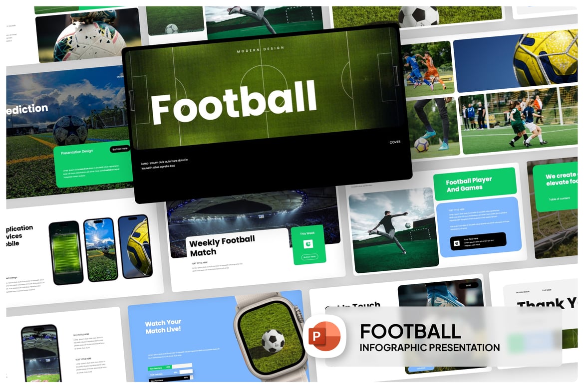 Template Presentasi PowerPoint Sepak Bola yang Modern
