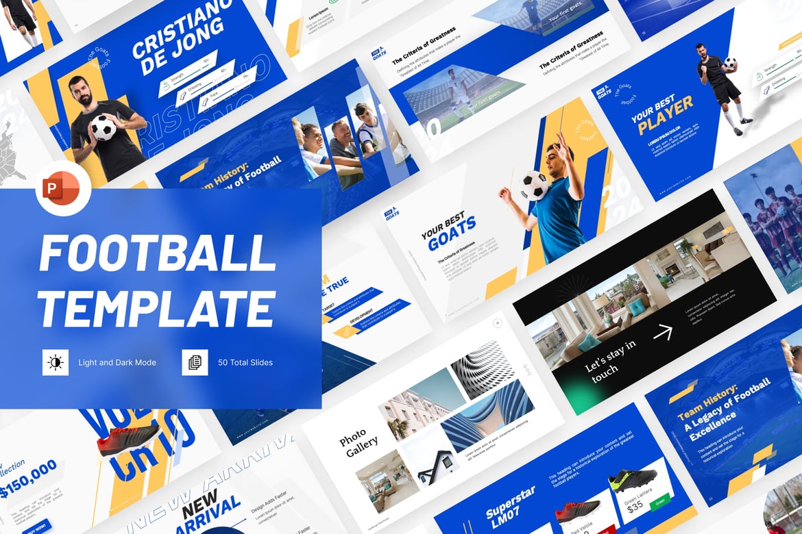 Template PowerPoint Olahraga Sepak Bola yang Menarik