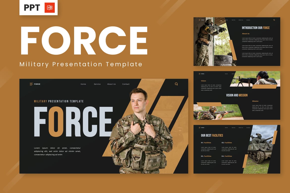 Template Powerpoint Militer - Force yang Menarik dan Profesional