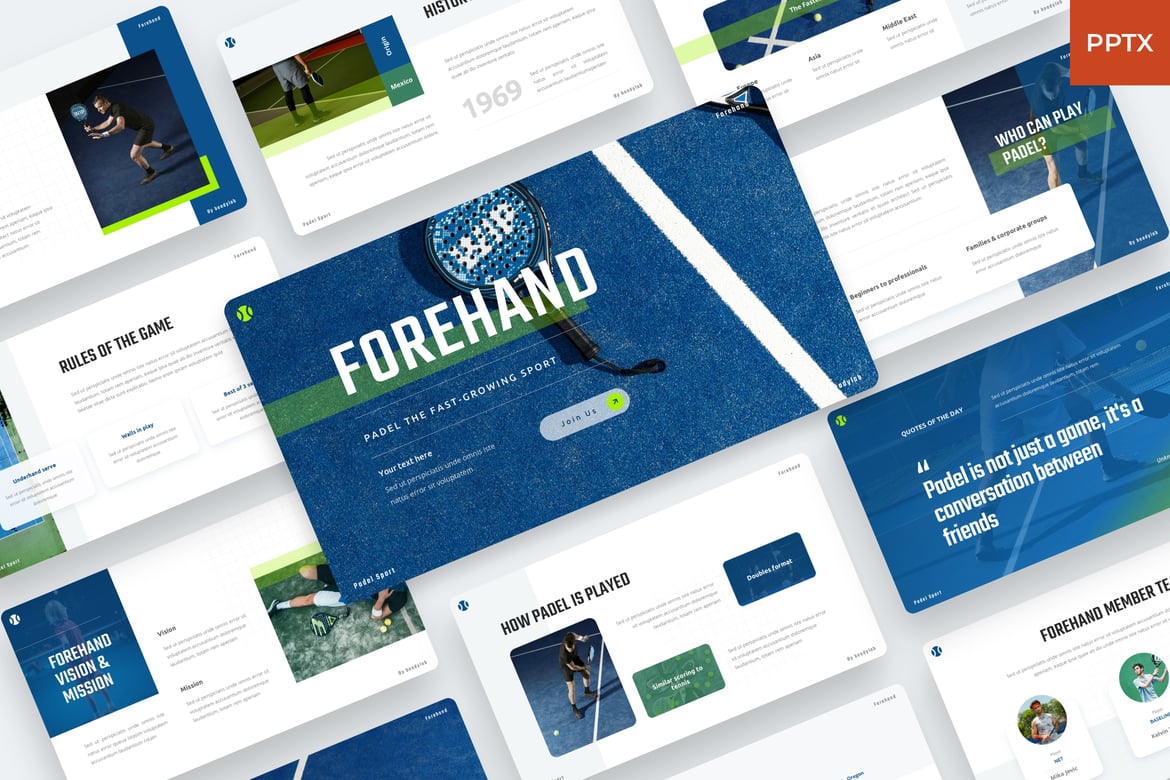 Template Presentasi Padel - Forehand PowerPoint yang Menarik