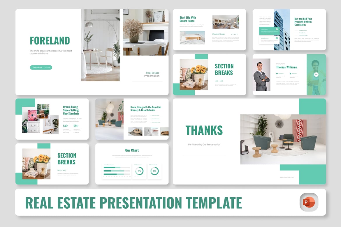 Foreland – Template Presentasi PowerPoint Real Estate yang Menarik