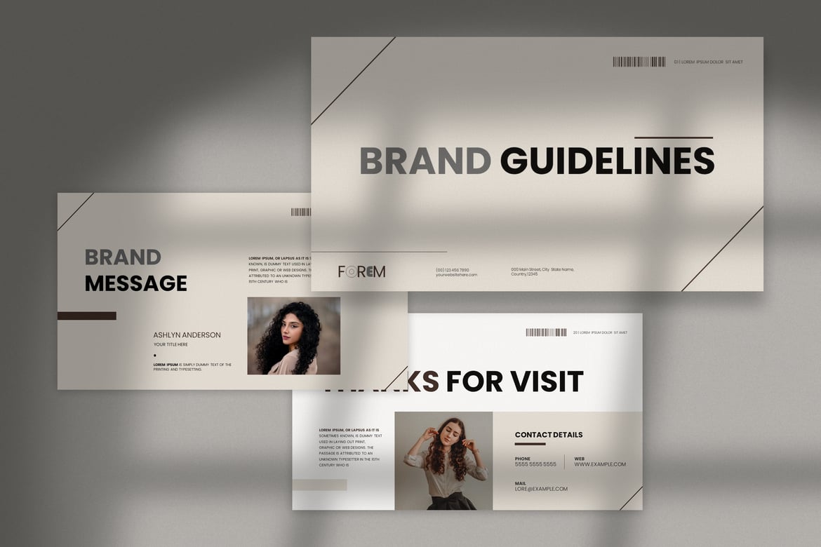 Template PowerPoint Panduan Merek Forem yang Minimalis dan Modern