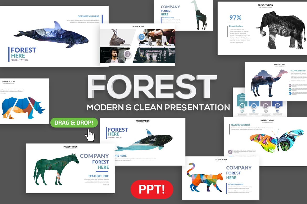 Template Presentasi Powerpoint Hutan yang Menawan