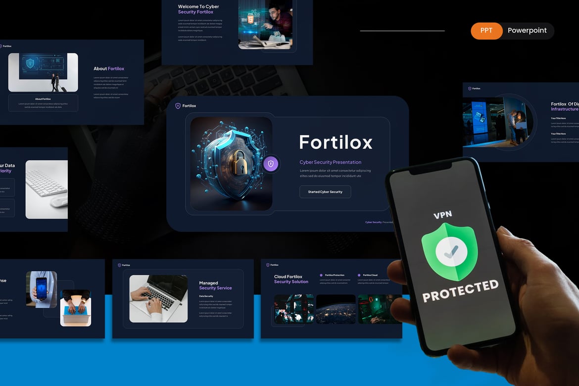 Template PowerPoint Cyber Security Fortilox yang Menarik dan Profesional