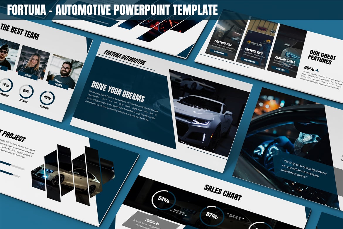 Fortuna - Template Powerpoint Otomotif yang Modern dan Menarik