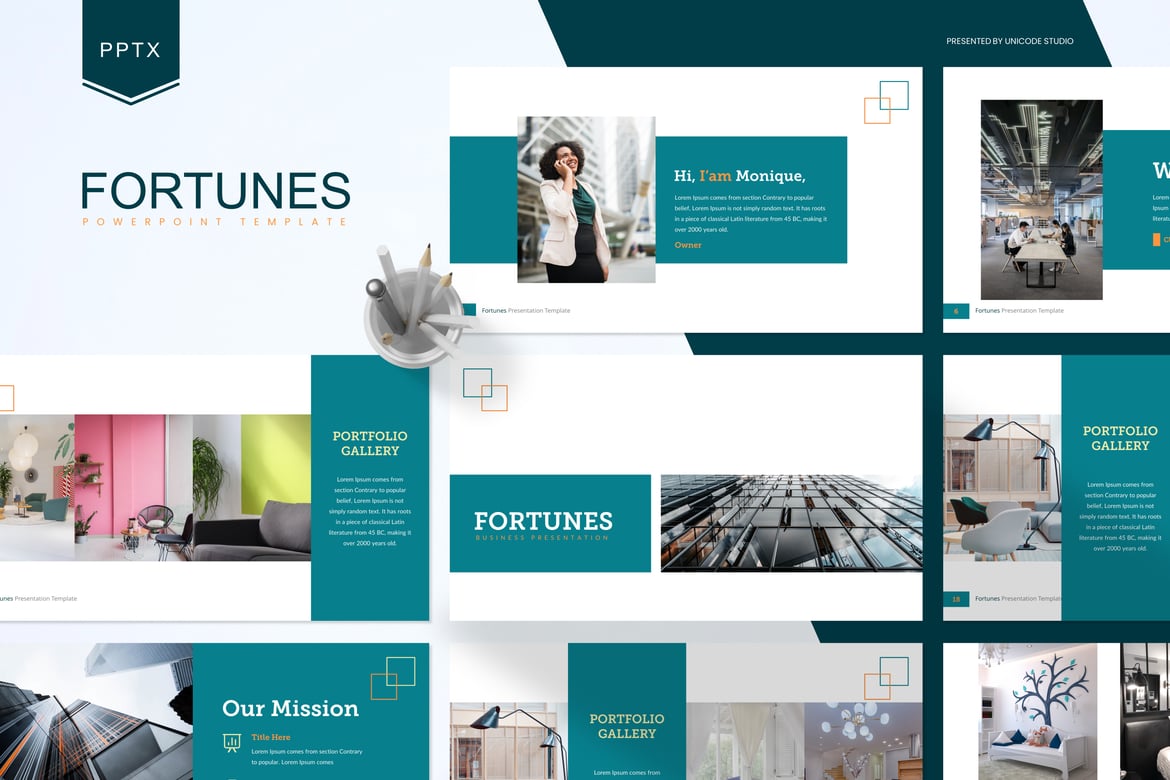 Template PowerPoint Bisnis Fortunes yang Modern dan Profesional