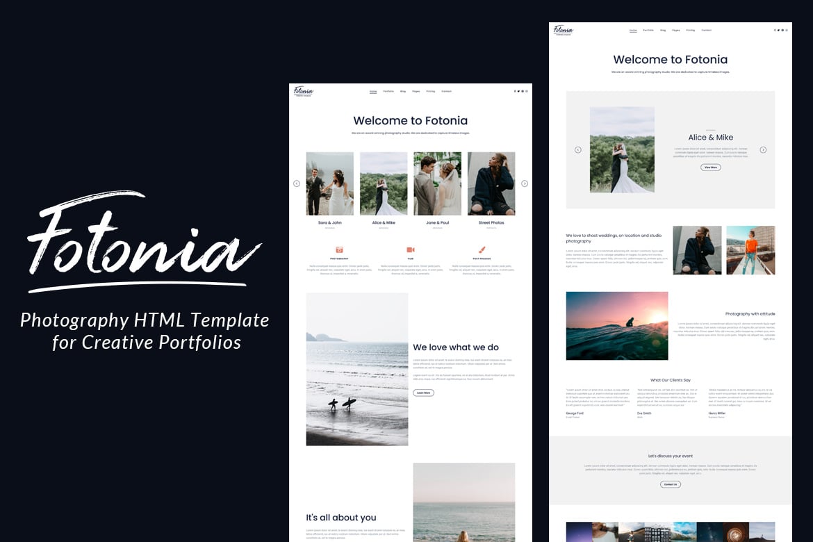 Template Website Portofolio Fotografia Fotonia yang Modern dan Bersih