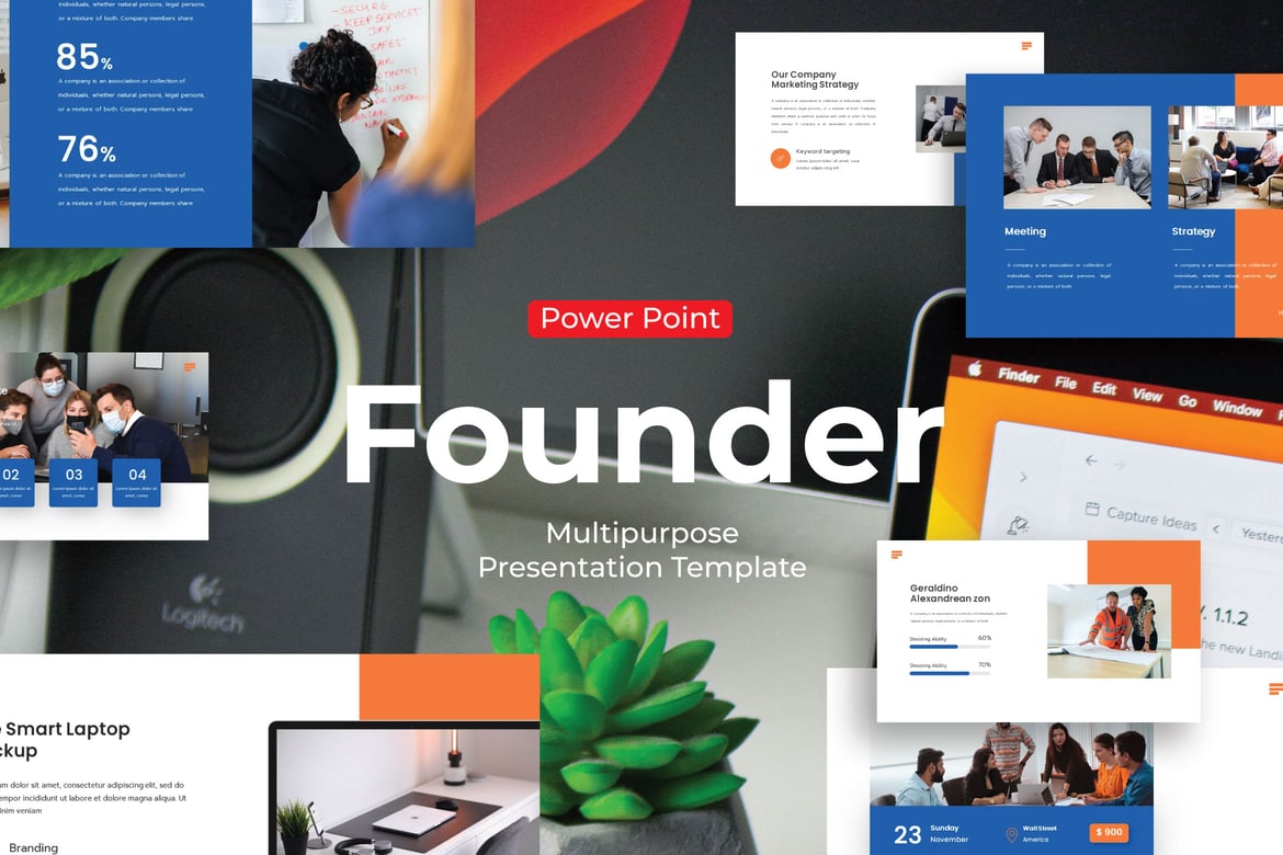 Template PowerPoint Founder - Solusi Presentasi Kreatif Anda