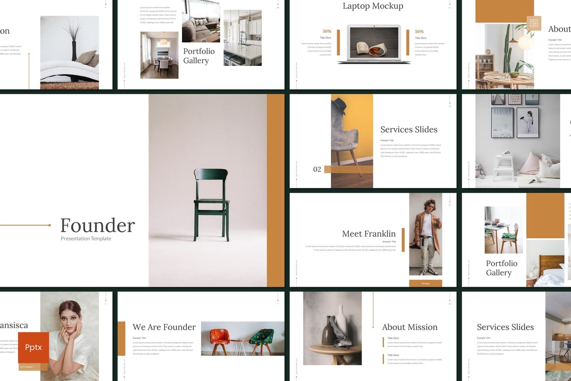 Template Presentasi Kreatif Founder yang Minimalis