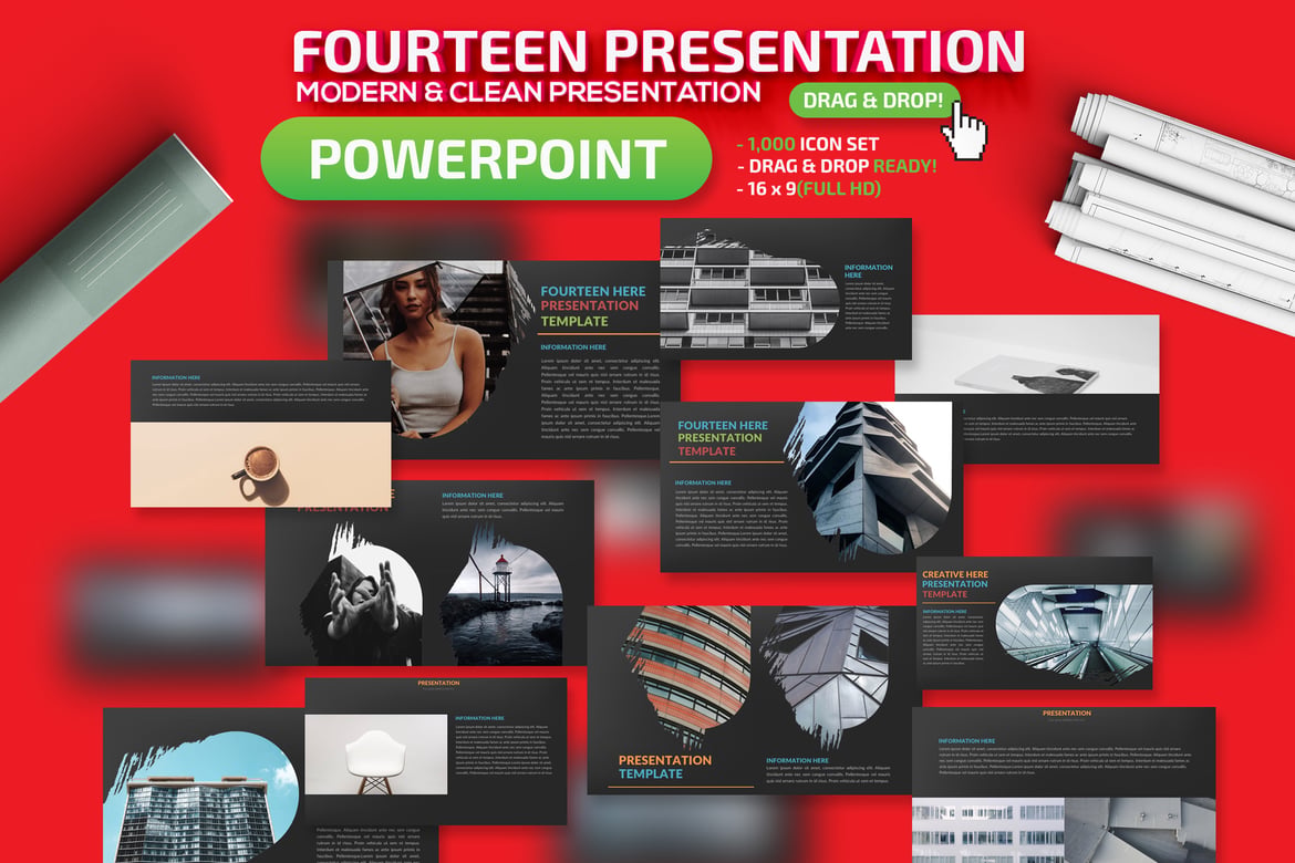Template Presentasi Powerpoint Empat Belas yang Menarik