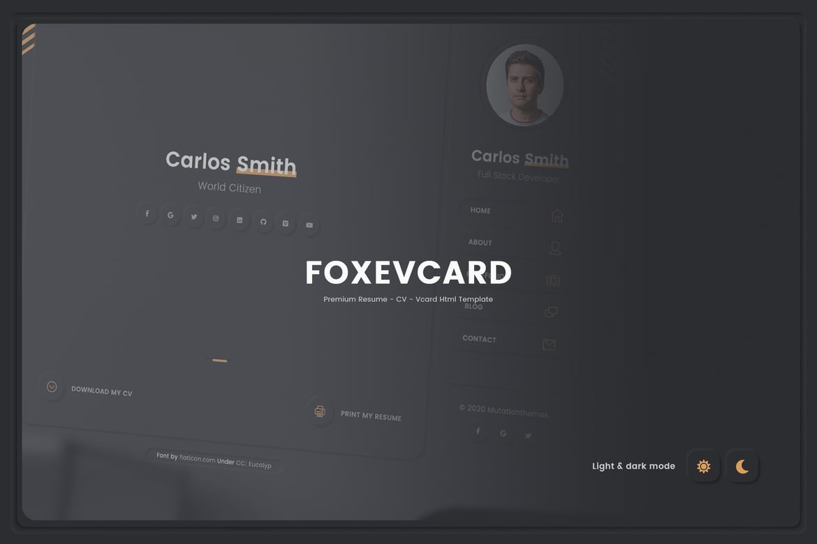 Foxevcard - Template Web Resume/CV Premium Modern