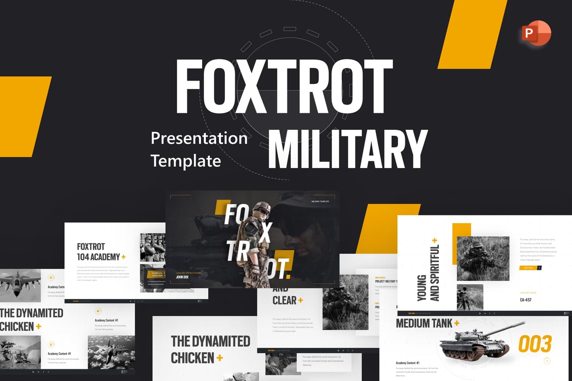 Template PowerPoint Militer Foxtrot yang Modern dan Elegan