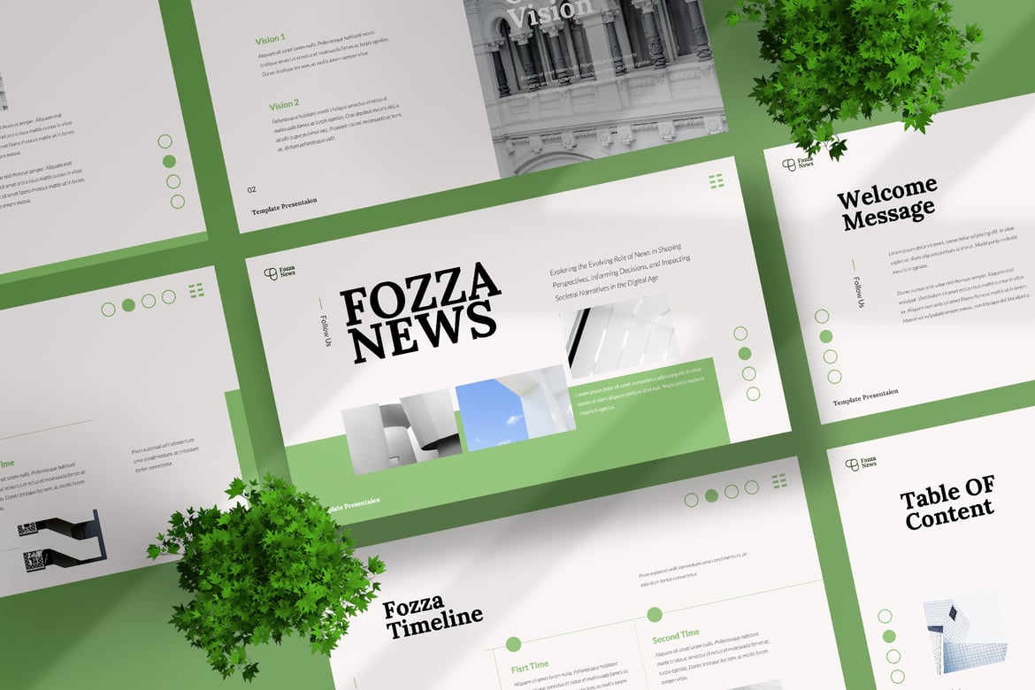 Template Powerpoint Fozza News yang Modern dan Profesional