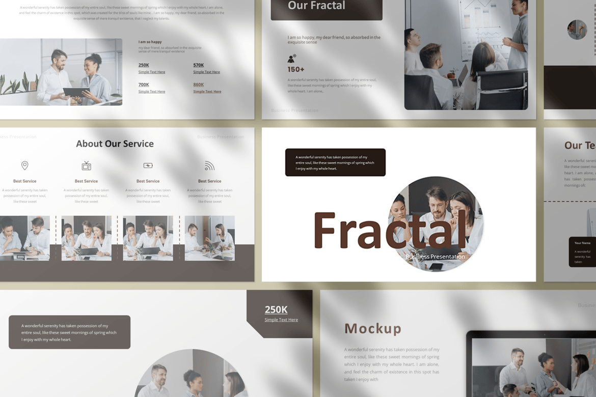 Template Presentasi PowerPoint Fractal untuk Bisnis yang Menarik