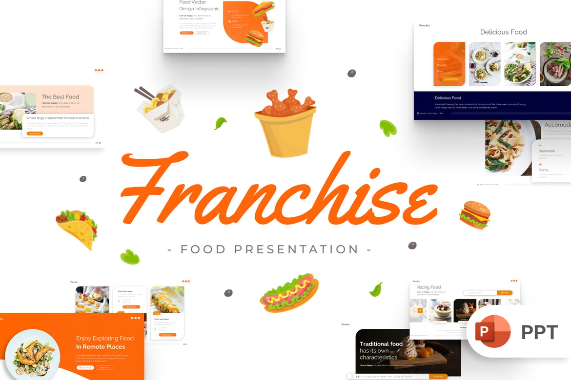 Template PowerPoint Makanan Franchise yang Menarik dan Profesional