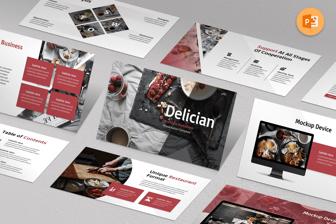 Template Presentasi PowerPoint Restoran Franchise Delician