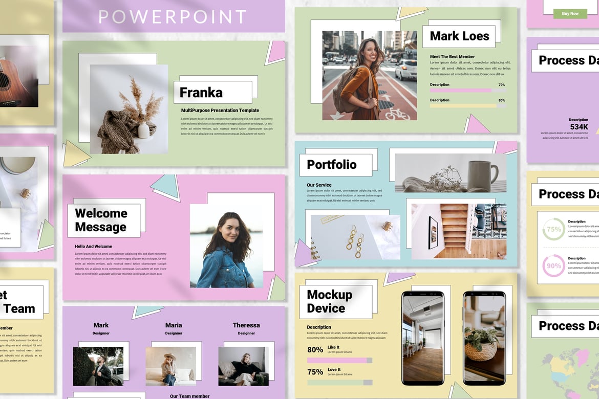 Template Powerpoint Kreatif Franka untuk Presentasi Menarik
