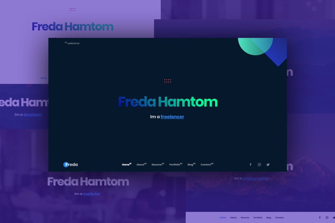 Template Website Profesional Freda untuk Resume dan Portfolio Anda