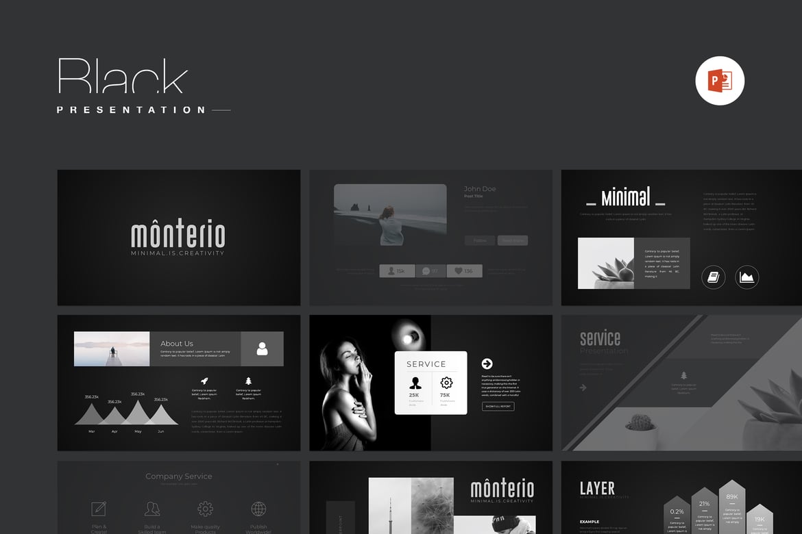 Template PowerPoint Hitam Gratis yang Modern dan Kreatif