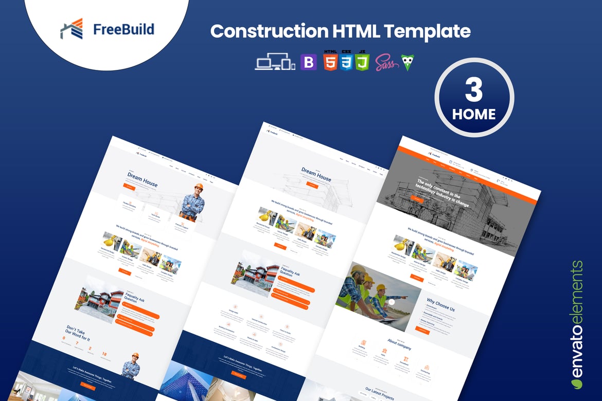 FreeBuild - Template Website Konstruksi Modern dan Responsif