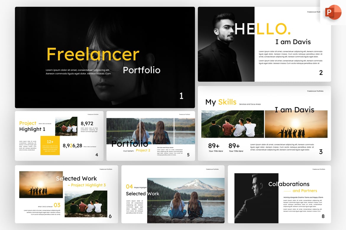 Template Presentasi PowerPoint Portofolio Freelancer yang Modern