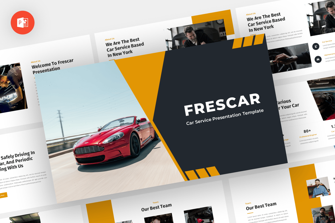 Template Presentasi Profesional Frescar untuk Layanan Mobil