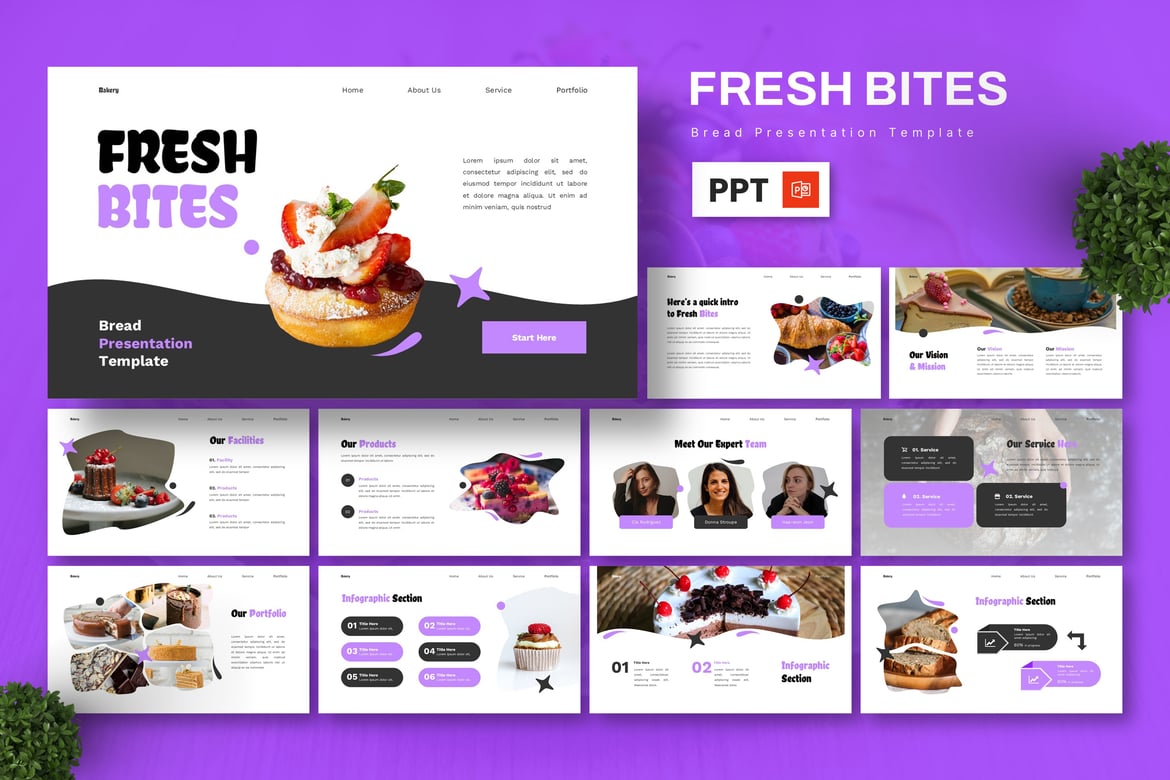 Template Presentasi PowerPoint Fresh Bites - Roti yang Menggugah Selera