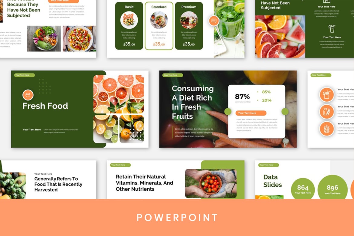 Template Presentasi PowerPoint Kesehatan Makanan Segar yang Menarik