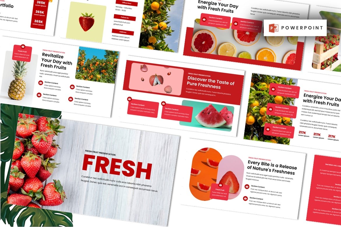 Template Powerpoint Buah Segar untuk Presentasi Menarik