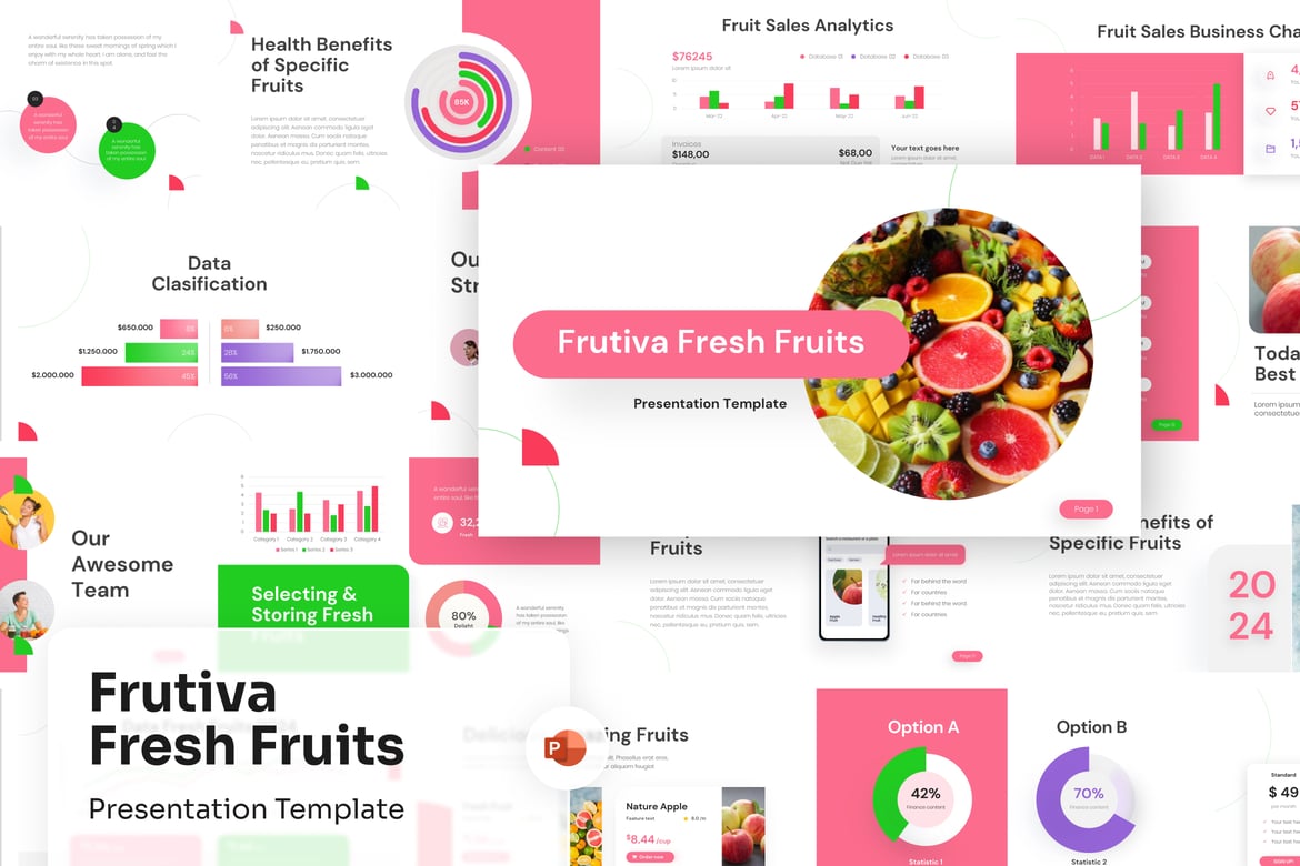 Template PowerPoint Buah Segar yang Menarik
