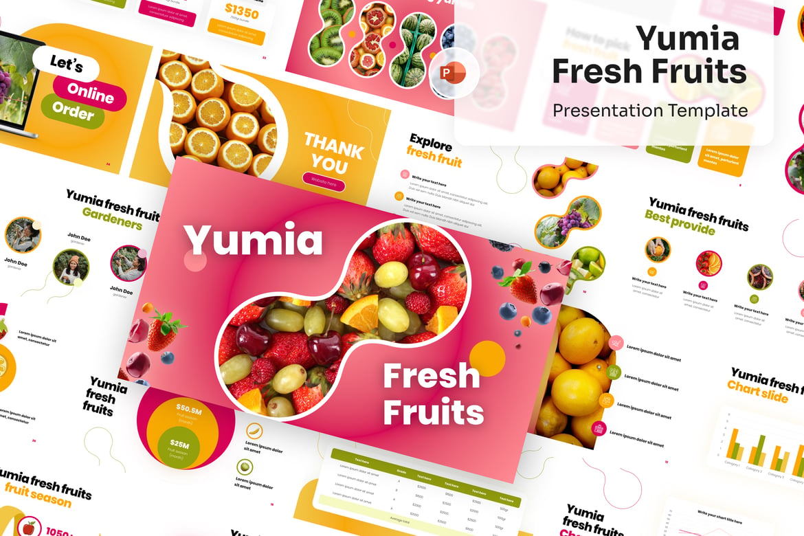 Template Presentasi PowerPoint Buah Segar yang Menarik
