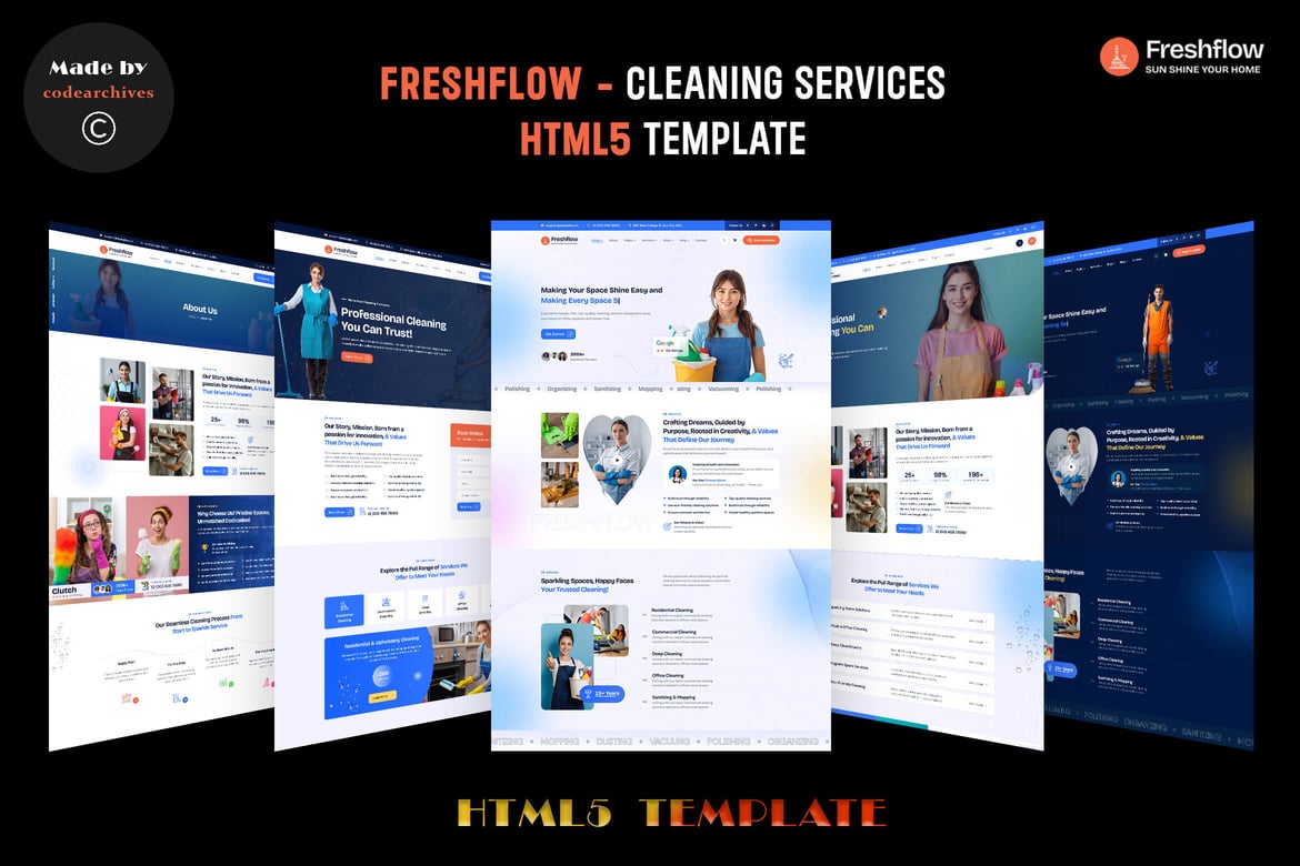 Freshflow - Template Website Layanan Kebersihan yang Modern dan Responsif