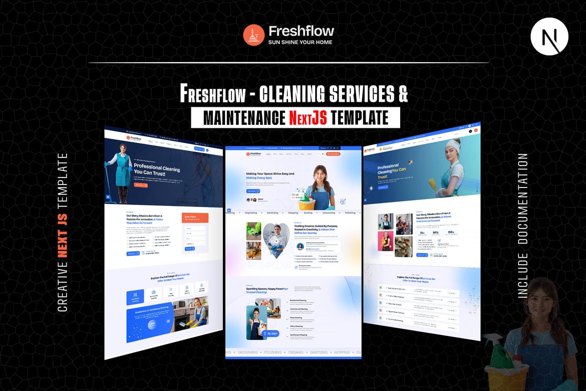 Freshflow - Template Website Layanan Kebersihan Modern