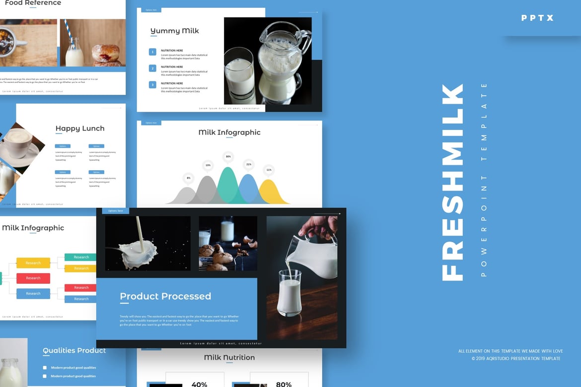 Template PowerPoint Freshmilk - Desain Menarik untuk Presentasi Anda