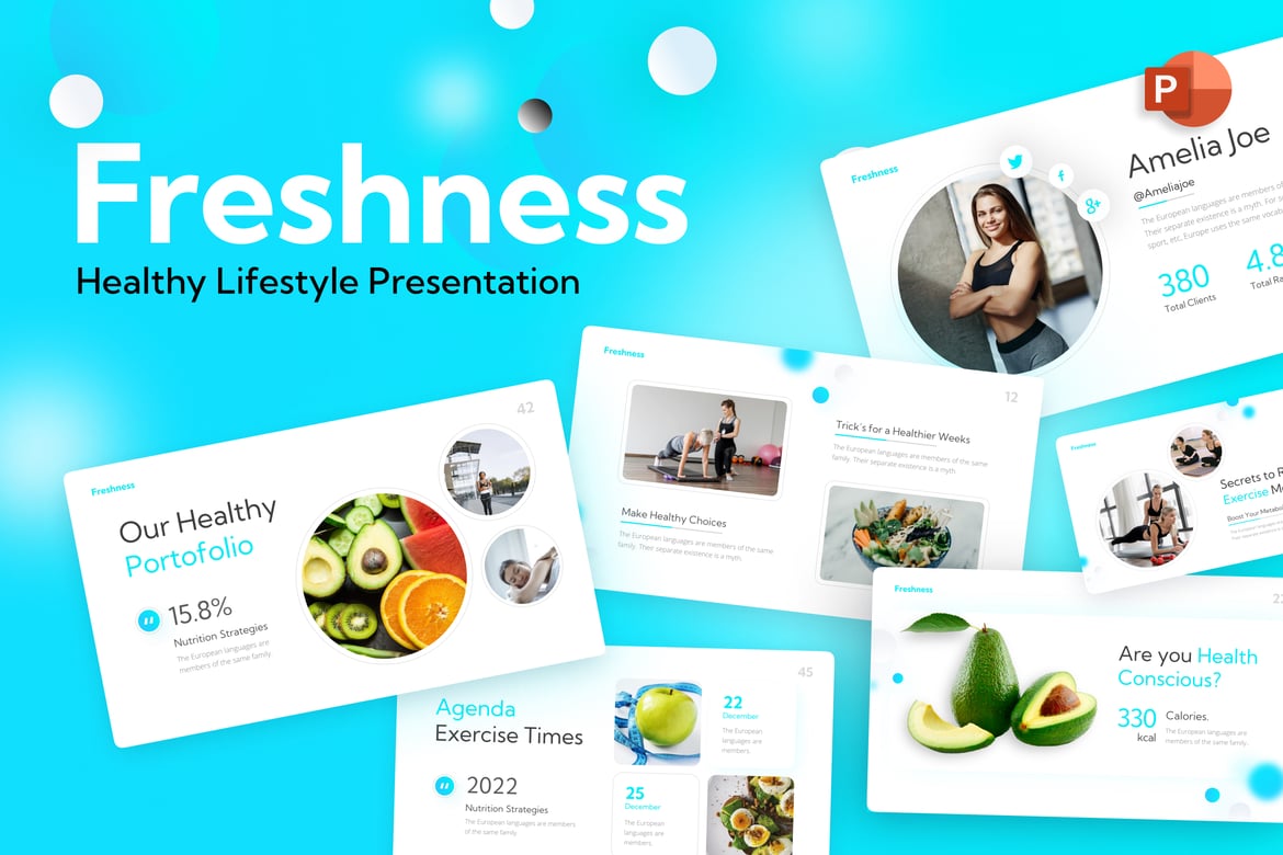 Template PowerPoint Kesehatan Segar untuk Presentasi Menarik