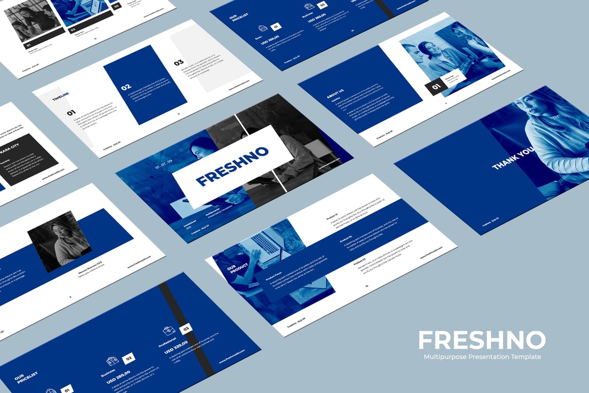 FRESHNO - Template Presentasi PowerPoint Kreatif