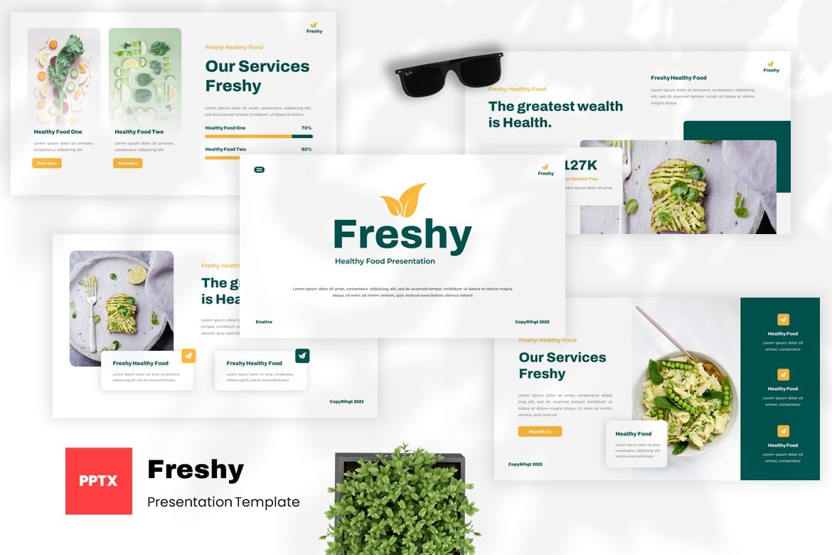 Freshy - Template Powerpoint Makanan Sehat yang Menarik