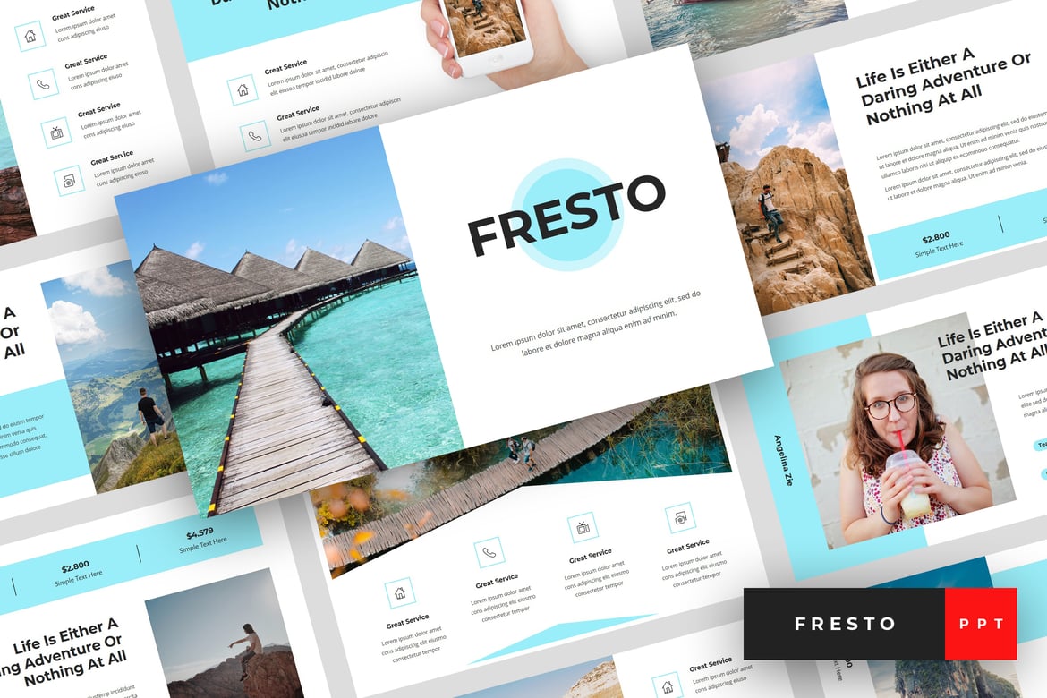 Fresto - Template PowerPoint Perjalanan yang Menarik