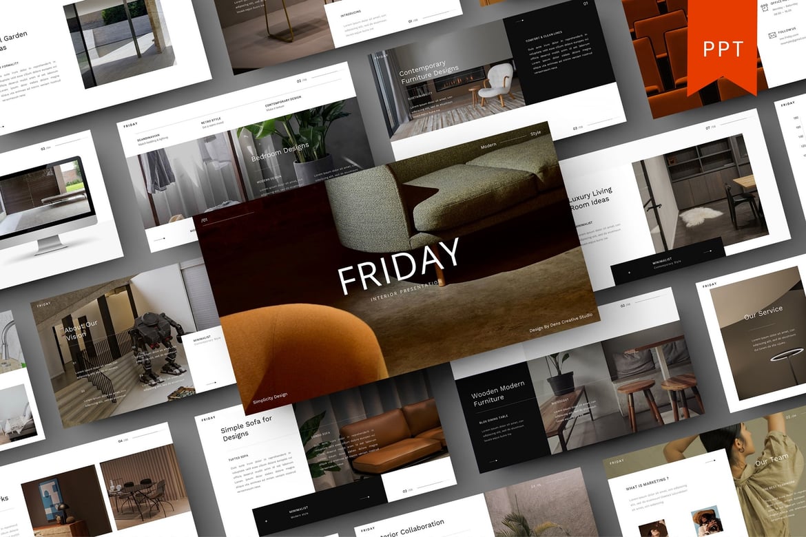 Template Presentasi PowerPoint Bisnis Interior Jumat