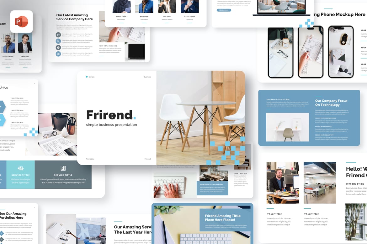 Template PowerPoint Bisnis Frirend yang Sederhana dan Menarik