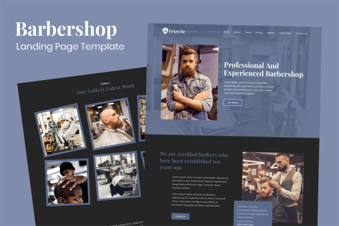 Template Website Landing Page Frizerie - Barbershop Modern dan Responsif