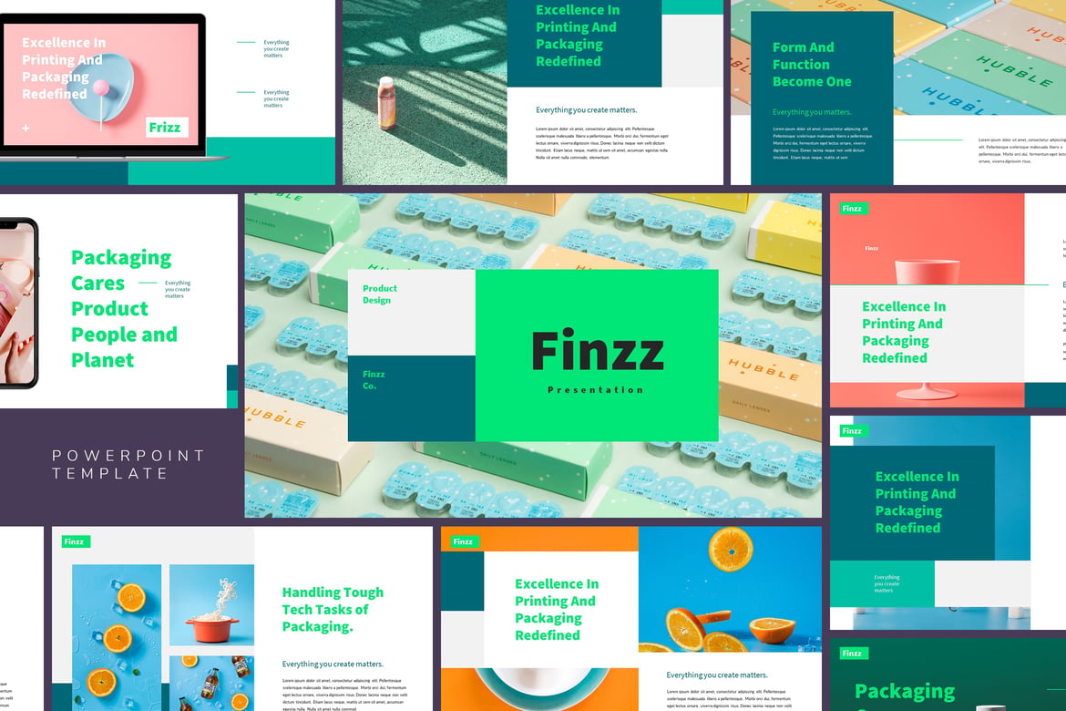 Template Presentasi Kreatif Frizz untuk Powerpoint