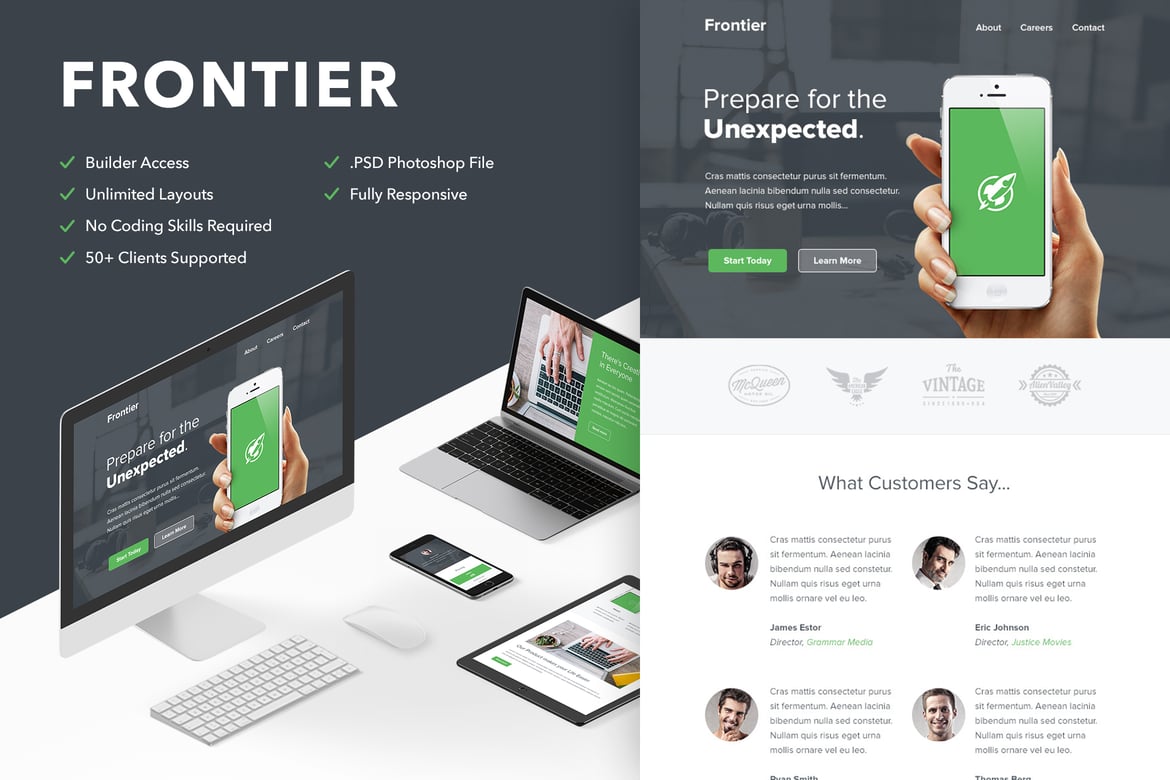 Frontier - Template Web Responsif dengan Akses Themebuilder