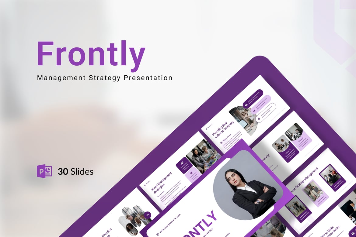 Template Powerpoint Strategi Manajemen Frontly yang Modern dan Profesional